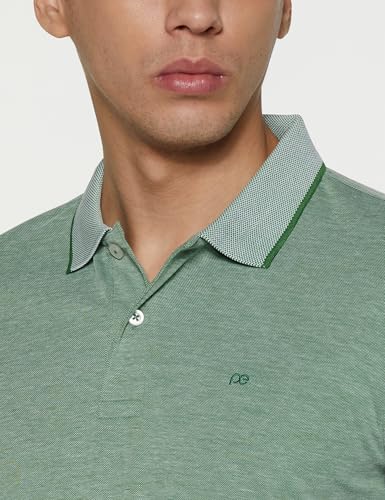 Image of Peter England Men's Premium Branded Regular Fit Half Sleeve Polo T-Shirt | Cotton Rich | Birds Eye Interlock Weave| No Pocket