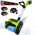 Byczone 20V Cordless Snow Shovel, with 2 x 4.0Ah Batteries & Charger,10-Inch Electric Snow Blower, Battery-Powered Snow Removal with Directional Plate,20ft Throw Distance for Patio?Driveway?Deck