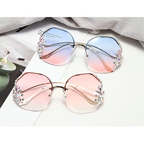 COTIA/Rimless Sunglasses Women Fashion Shiny Rhinestone Diamond Sun Glasses3