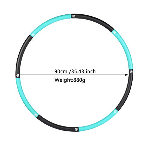 OPLIY Weighted Hoola Hoop 2lb with Core Sliders Weight Loss Burning Fat Fitness Dance Workout Hoola Hoops for Adults (Blue)