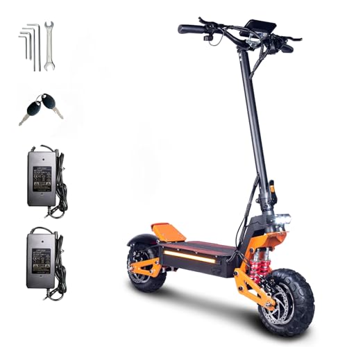 HWWH Q5 Patinetes Eléctricos Todoterreno Trotinete Electrica Adultos 11 Pulgadas Motor Dual Suspensión Tipo C Batería de Litio de 52V/26Ah Alcance Máximo de 80 KM