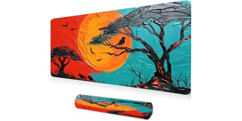 Grand tapis de souris coucher de soleil forêt pour décorer le bureau