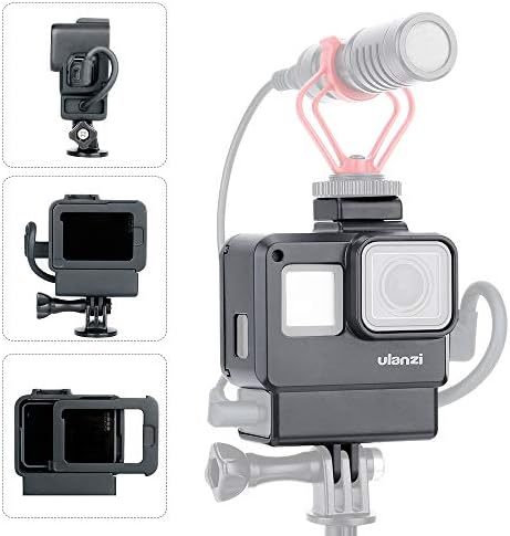 Vlogging Protective Case for GoPro Hero 7/6/5 with Cold Shoe Mount Microphone Adapter Storage W Back Door Compatible with Gopro Series Frame Housing Accessories Perfect Vlog Setup Video Filmmaking