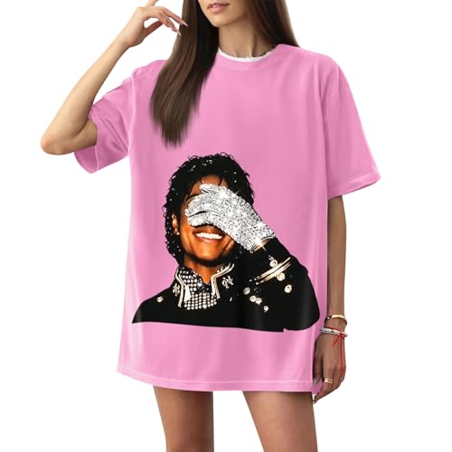 Image of M-J t shirt merchandise this is it M-J Graphic USA Singer Movie Merch Shirt Streetwear Y2k Top Double-Side Printed Tee for Fans Men and Women 01-Pink L