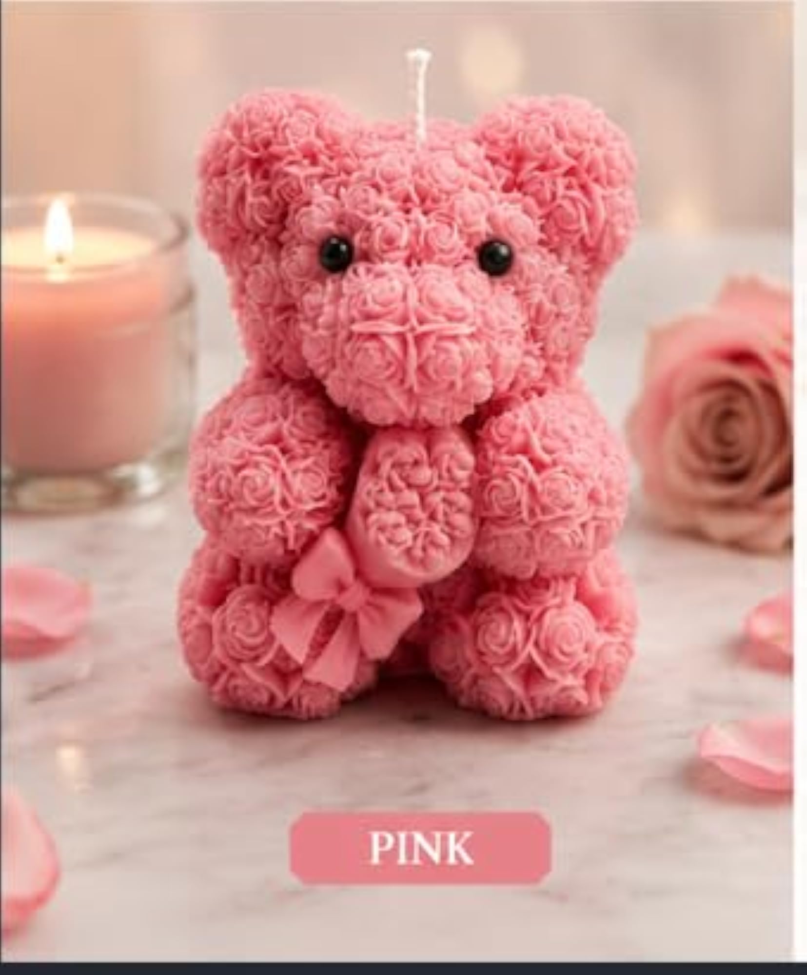 Rose Teddy Bear Romantic Candle
