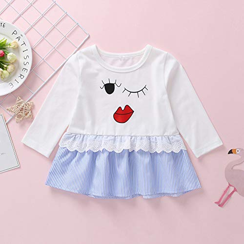 narutosak Vestidos da menina da criança, moda Kids Girls Cute Face Print manga comprida Lace Plissad