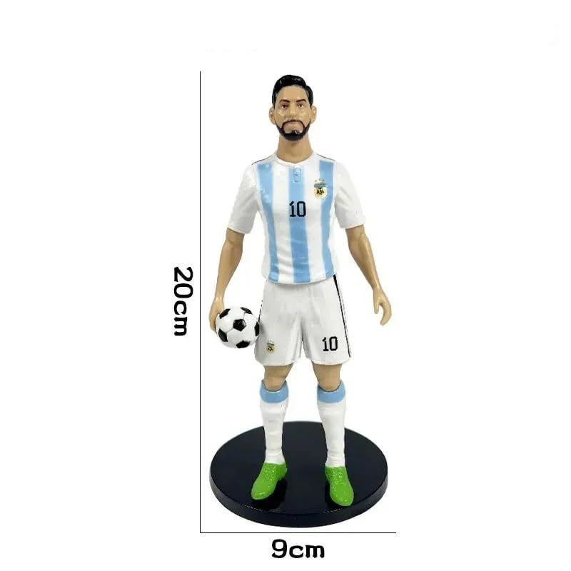 Image of Awestuffs Messi Argentina Action Figure | 20 cm PVC Collectible Football Figurine with Ball & Stand | Iconic Soccer Football Star | Premium Desk Decor Statue for Fans, Kids, Gifts & Sports Collectors