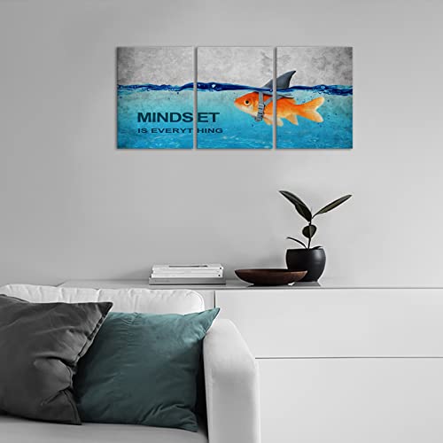 Bwspace Mindset Is Everything Wall Art Office Decor Motivational Wall Art Canvas Prints Entrepreneur Bundle Set 3 Pieces Inspirational Grind Hustle Success Execution(36" W X 16" H, Mie) #TOP1