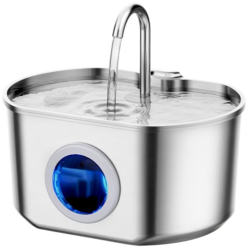 Cat Water Fountain Stainless Steel: 74oz/2.2L Cat Fountain for Drinking-