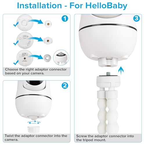 Suporte de tripé para monitor de bebé para HelloBaby HB65/HB40/HB6550/HB248/HB66/HB6339/HB6550 Pro, ANMEATE SM935E, suporte flexível para câmara de bebé, conecte a sua câmara onde quiser