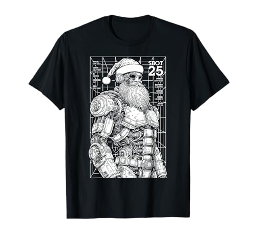 Christmas Gamer Funny Cyberpunk Robot Santa Claus Gaming T-Shirt