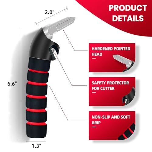 Image of KOUNATSURI Car Handle Assist for Elderly Car Door Handle Multifunction Handle Car Door Latch Handle for Seniors and Handicapped(Red, Handle with Two Straps)