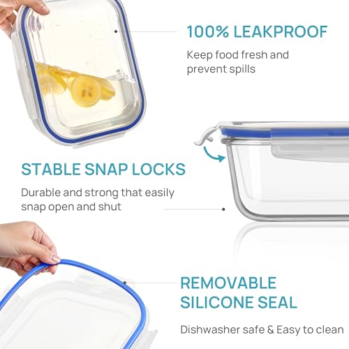 Image of Vtopmart 2Pack 2260ml /76.4oz Extra Large Glass Storage Containers, Blue