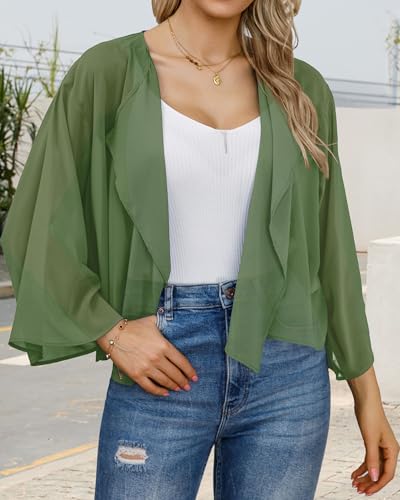 Image of Womens Summer Tops Short Shrugs Kimono Cardigans Casual Chiffon Bolero Jackets 2026