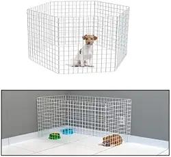 Cercadinho Modulado para Pet Telas Aramadas com Abraçadeiras, 6 Painéis 60 cm x 60 cm Aço Carbono (Branco)
