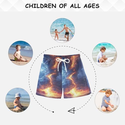 Boys Swim Trunk Storm Lightning Tornado Red Quick Dry Beach Board Shorts Teen Swimwear4