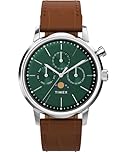 Timex Men's Marlin 40 mm Watch - Brown Leather Two-Piece Quick Release Strap Green Dial Stainless Steel Case TW2W51000