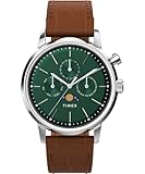 Timex Marlin Herren-Armbanduhr, 40 mm, braunes zweiteiliges Lederarmband mit Schnellverschluss, grünes Zifferblatt, Edelstahlgehäuse TW2W51000