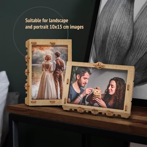 Image of iDventure Clueframe Picture Frame Puzzle Box, Wooden Puzzle Box for Adults | 3D Puzzle Box for Gift Cards, Birthday Gift, Wooden Brain Teaser, Gifts for Men, Puzzle Lovers, Photo Reveal