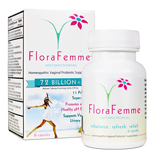 FloraFemme - pH Vaginal Probiotics Suppository - Supports pH Balance of Yeast & Bacteria for Feminine Freshness! Supports Restoration of Healthy Vaginal Flora & Eliminates Vaginal Odor!