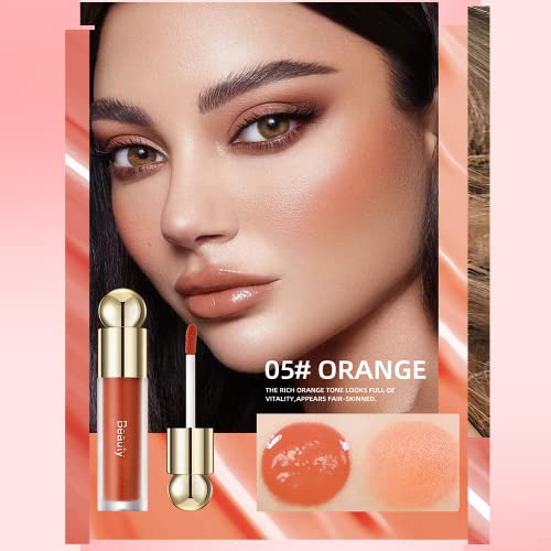 Liquid Blush For Cheeks,Kqueenest Soft Cream Blush,Matte Effect Natural Blush Tint With Dewy Finish Long-Wearing Cheek Tint Blendable Blush Oil For Face Makeup(Orange Blush) #TOP1