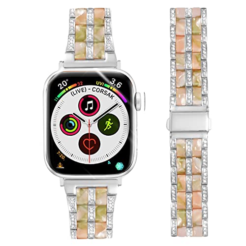 DEALELE �A�[���o���h �R���p�`�x�� mit Apple Watch 38mm 42mm 40mm 44mm 41mm 45mm 49mm Glitzer Strass Diamant Metall Ersatz Armbander for iWat