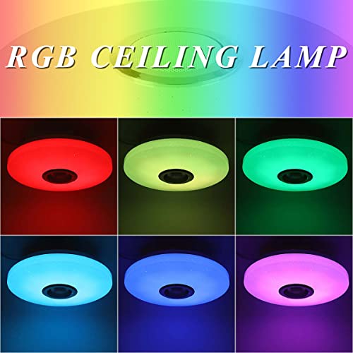 Rgb Led Flush Mount Ceiling Light With Remote & App Control 36W 3600Lm 3000K-6500K Dimmable Color Changing Led Modern Round White Ceiling Lamp For Party Festival Kitchen Bedroom Bathroom Child Room #TOP4