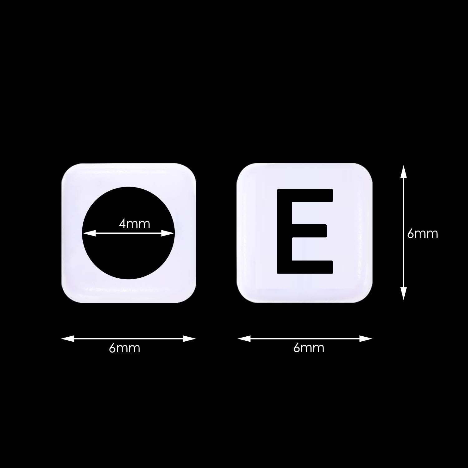 Amaney Letter Beads E 100pcs 6x6mm White Square Acrylic Black Alphabet for Bracelet Jewelry Making - Image 2