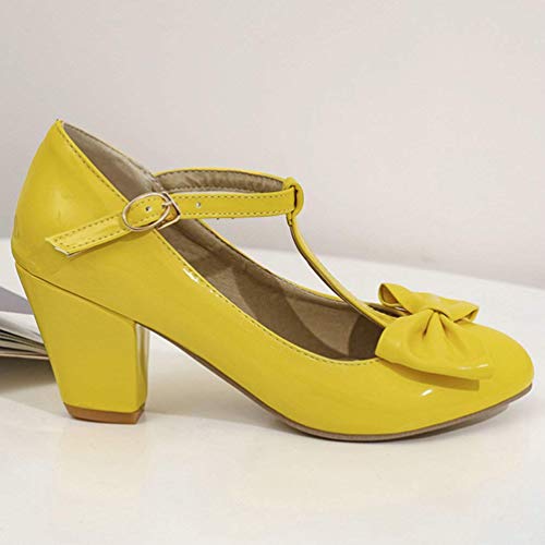 Bellirala Womens T-Strap Mary Jane Block Heel Pumps Rockabilly Lolita Cosplay Shoes3