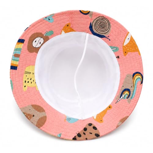 Image of VRITRAZ Unisex Kids Printed Bucket Hat | UV Protection Sun Hat with Adjustable Chin Strap & Summer Beach Travel Outdoor Cap for Toddlers & Children (4-12 Years)