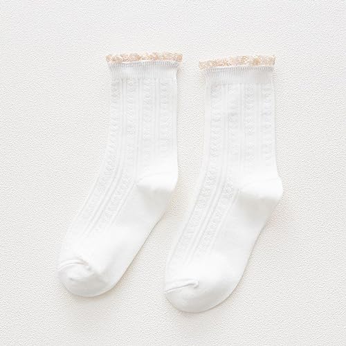 Image of Cute Frilly Ankle Socks For Women Vintage Trim Socks 6 Pairs