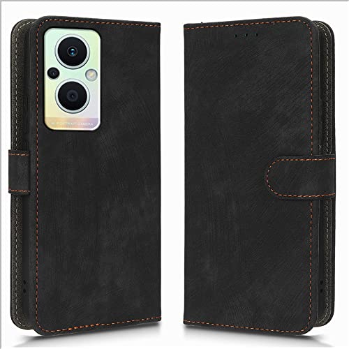 XINNI Carcasa para OPPO Reno8 Lite 5G/Reno7 Lite 5G Funda, PU/TPU RFID Protect Cuero Magnético Estuche Flip Caso, Negro
