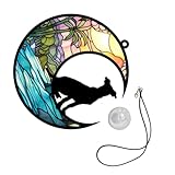 OUNONA アクリル製 月の犬 壁掛け アート ペンダント 犬の月 彫刻 デザイン 壁飾り 吊り下げ式 リビング 寝室 インテリア 飾り