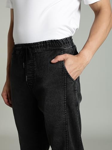 Image of INKD Men's Regular Fit Joggers - Mid -Rise | Cotton Blend | Stretchable Fabric| Elasticated Waistband | Jeans for Men (Available in Plus Sizes)