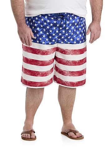 Harbor Bay by DXL Men's Big and Tall Patriotic Swim Trunks Blue