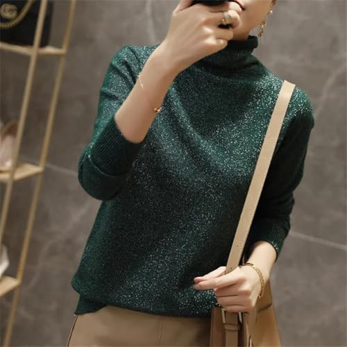 Women Shining Turtleneck Sweater Winter Warm Long Sleeve Knitted Pullover Jumper2