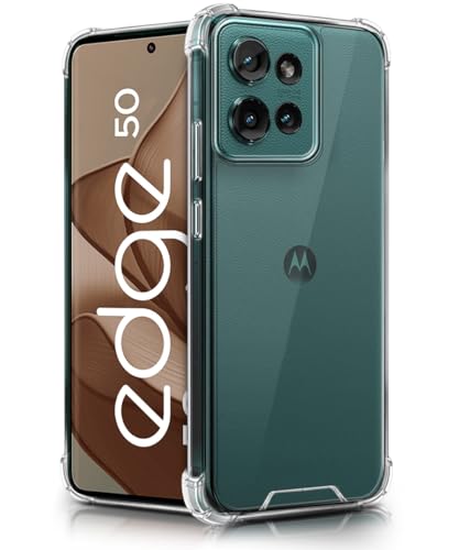 Image of WOW IMAGINE Ultra-Hybrid Crystal Clear Back Case for Motorola Moto Edge 50 5G | Shockproof Design | Camera Protection Bump | Hard Clear Mobile Back Cover with Cushioned Edges - Transparent