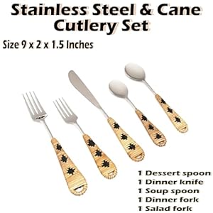 Alpha Living Home Rattan Flatware Stainless Steel Forks, Knives, and Spoons Silverware Set - Unique Pattern Design Cutlery Set Silverware, Stainless Steel Flatware - Pewter/Tan Alpha Living Home Rattan Flatware Stainless Steel Forks Knives and Spoons Silverware Set Unique Pattern Design Cutlery Set Silverware Stainless Steel Flatware PewterTan