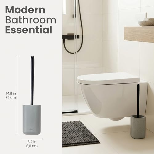 Image of Vigar Zense Toilet Brush and Holder Set, Polyresin Stone, Concrete