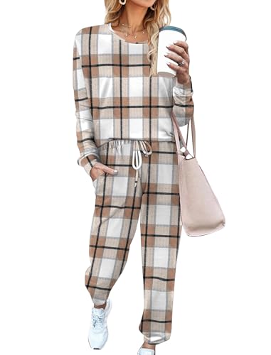 Image of Aloodor Sweatsuit for Women 2 Piece Outfits for Womens Crewneck Sweatshirts Pullover