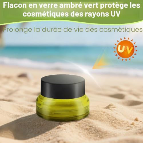 Bohoray 8PCS Creme Behälter avec Couvercle 15ml, Petit Pots Vide Cosmétiques avec Spatule et Étiquette, Petits Pots en Verre Clair de Voyage pour Lotion, Crème, Spécimens – vue 3