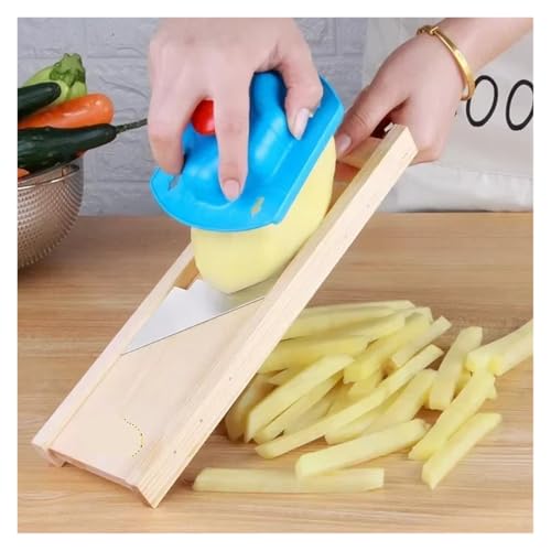 Cortador manual de verduras acero inoxidable mango madera miniatura 3