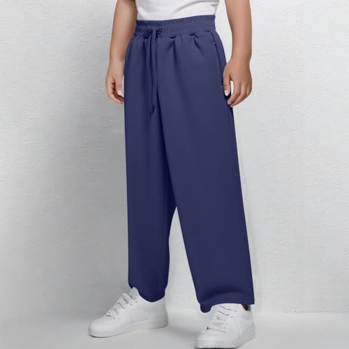 Sweat Pants for Girls Wide Leg High Waist Joggers Drawstring Elastic Cute Clothes with Pockets3