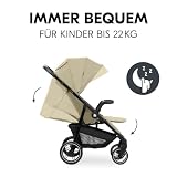 hauck Shop N Care, Olive - Kinderbuggy mit Liegefunktion ab Geburt bis 22 kg, Becherhalter und Snack Tablett, Klein Zusammenklappbar, UV Schutz 50+, XL Korb bis 3 kg