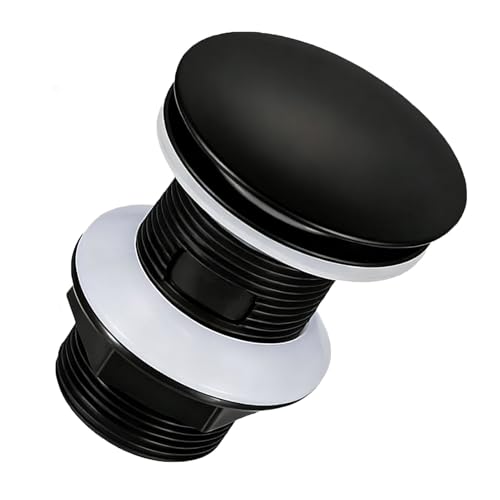 Bonde Lavabo Salle de Bain Universelle G 1¼, Bonde Clic Clac Lavabo, Bonde de Lavabo pour Évier, Bain et Lavabo, Design Moderne (Noir Mat)