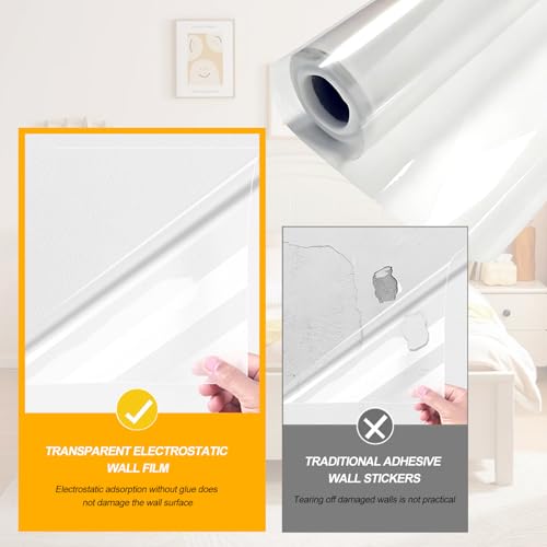 SenZee Wandschutzfolie Selbstklebend Klebefolie Transparent 30cm×400cm Wandfolie Selbstklebende Folie Abwaschbar Schutzfolie für Wand Möbel Bücher