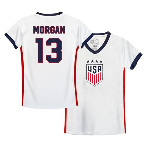Icon Sports Officially Licensed US Womens National Soccer Team Alex Morgan Game Day Shirt - Girls - WNT81GD White Red YS