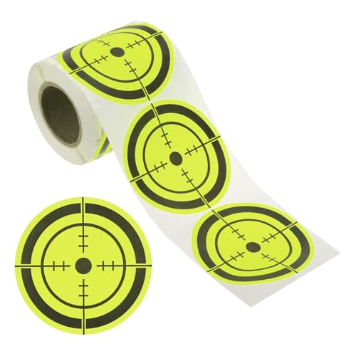 PATIKIL 3' Círculo Salpicaduras Pegatinas de Objetivos, 1 Rollo de Objetivos de Papel Reactivo Adhesivos para Práctica en Campo de Tiro, Estilo Amarillo/Negro 4