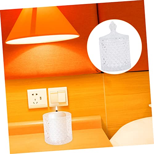 Tarro para velas aromaticas de vidrio transparente PRETYZOOM con tapa estable 7