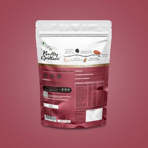 Image of Nutty Gritties Premium Women's Health Mix 200g | Almonds, Cashews, Black Raisins, Walnuts, Pistachios, Pumpkin, Flax & Watermelon Seeds | Rich in Iron & Omega-3 | Resealable Pouch | Healthy Snack